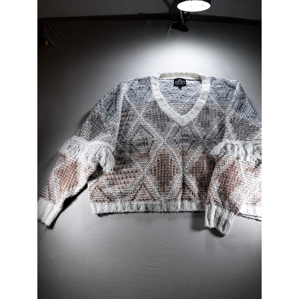 Angie Ombré Fringe Sweater‎ Women's Long Sleeves M Tribal  Southwest Chunky NWT - Picture 8 of 13